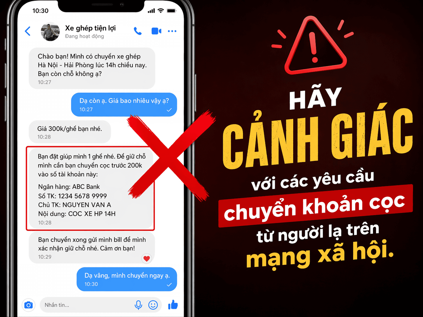 Hãy cảnh giác với các yêu cầu chuyển khoản cọc từ người lạ trên mạng xã hội